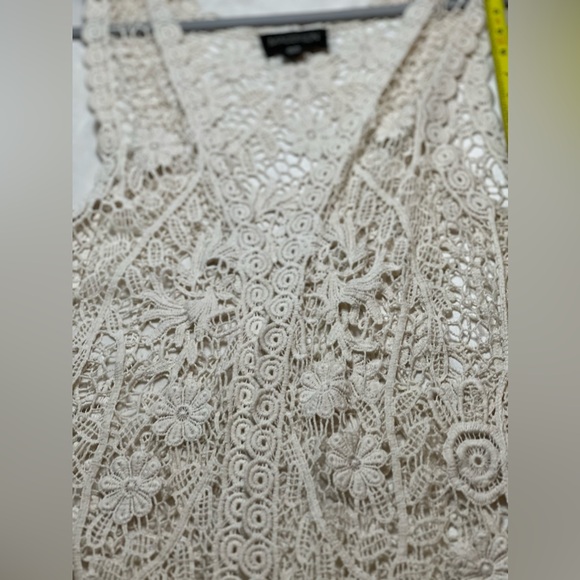 MADDISON Open Stitch Crochet Cardigan Boho hippie vest Women size M Cream color - Picture 4 of 11